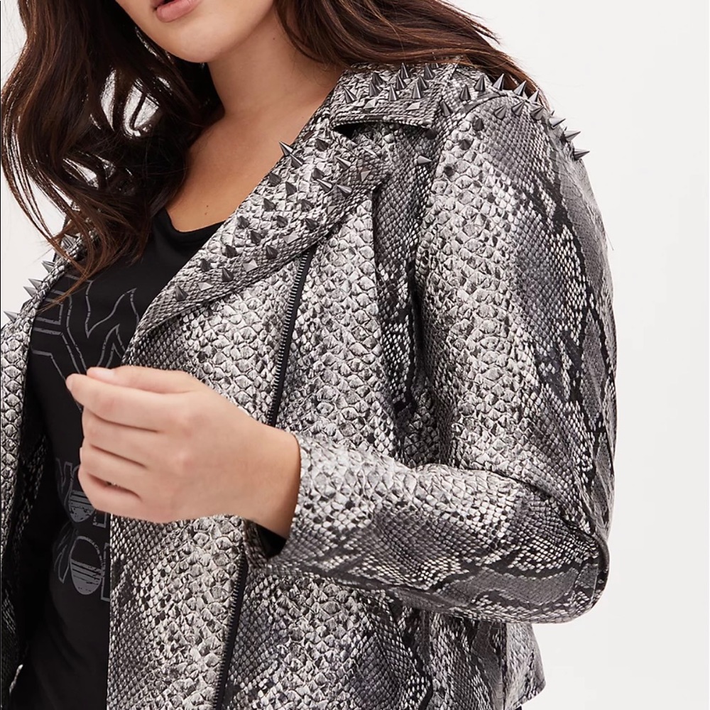 Faux snakeskin Moto zip jacket